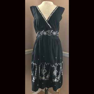 Black Cotton Embroidered Sundress